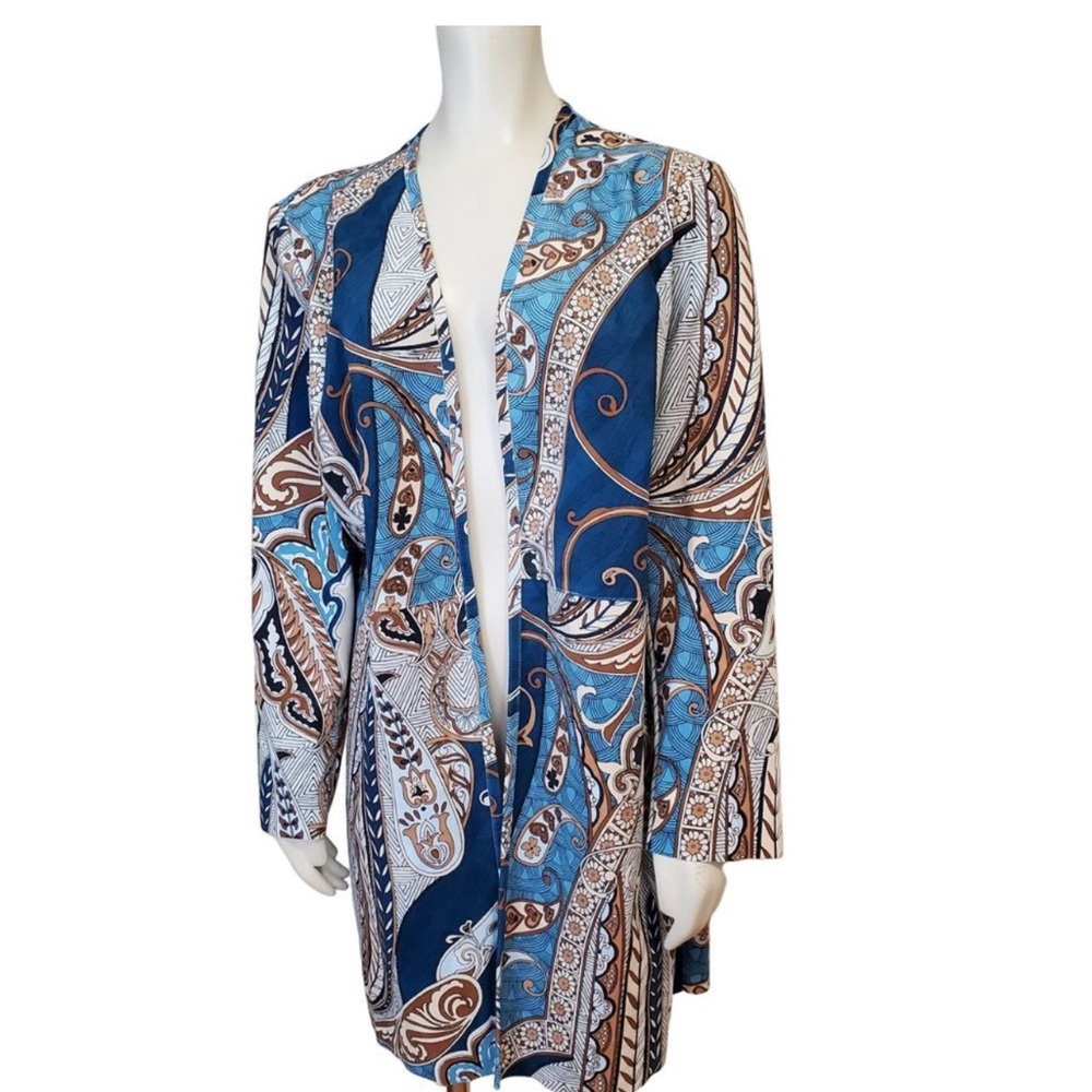 Chico's Blue and Brown Paisley Jacket